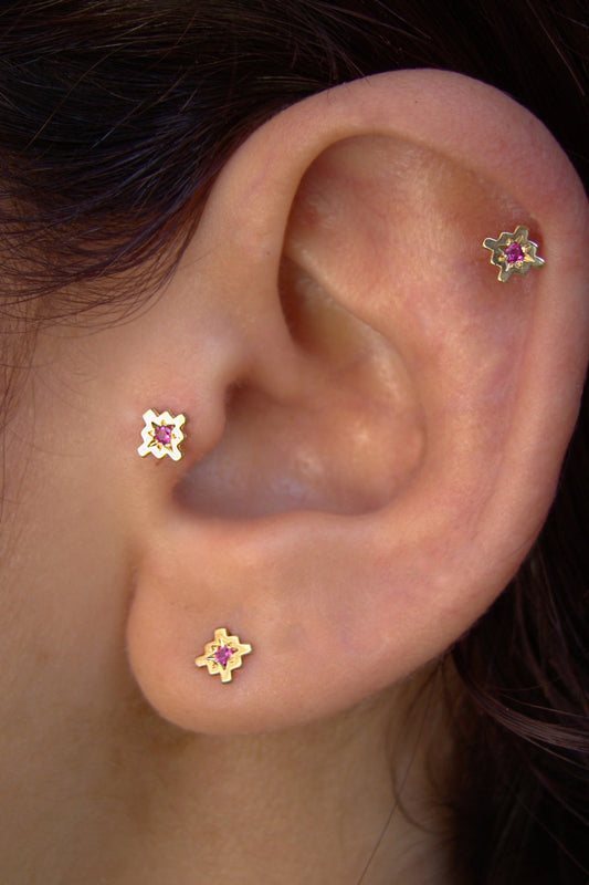 עגילי רובי זהב