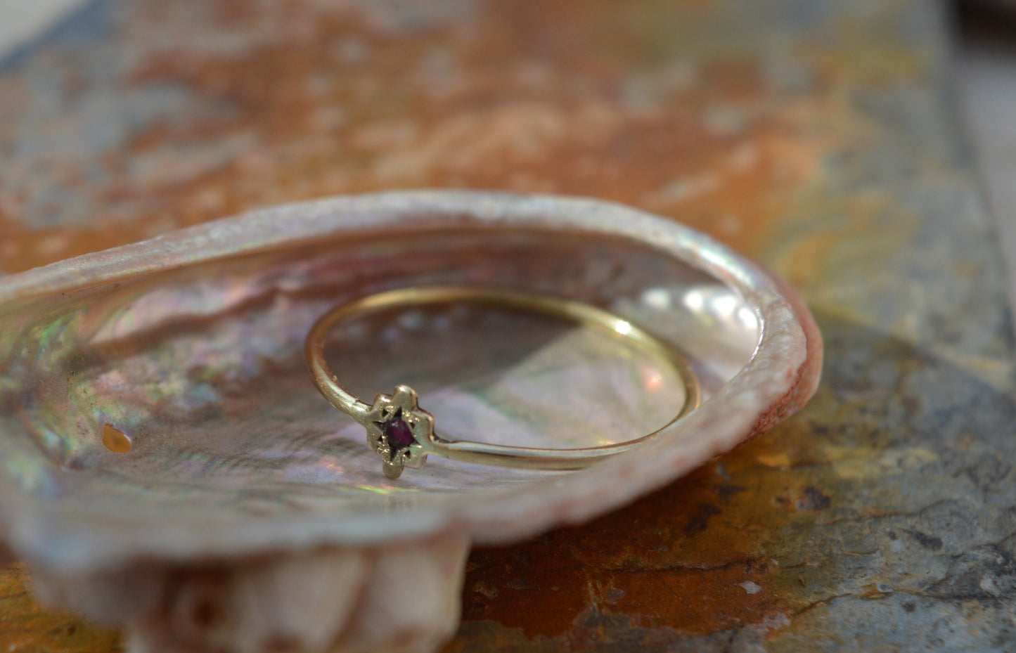 Ruby Chakana Gold Ring