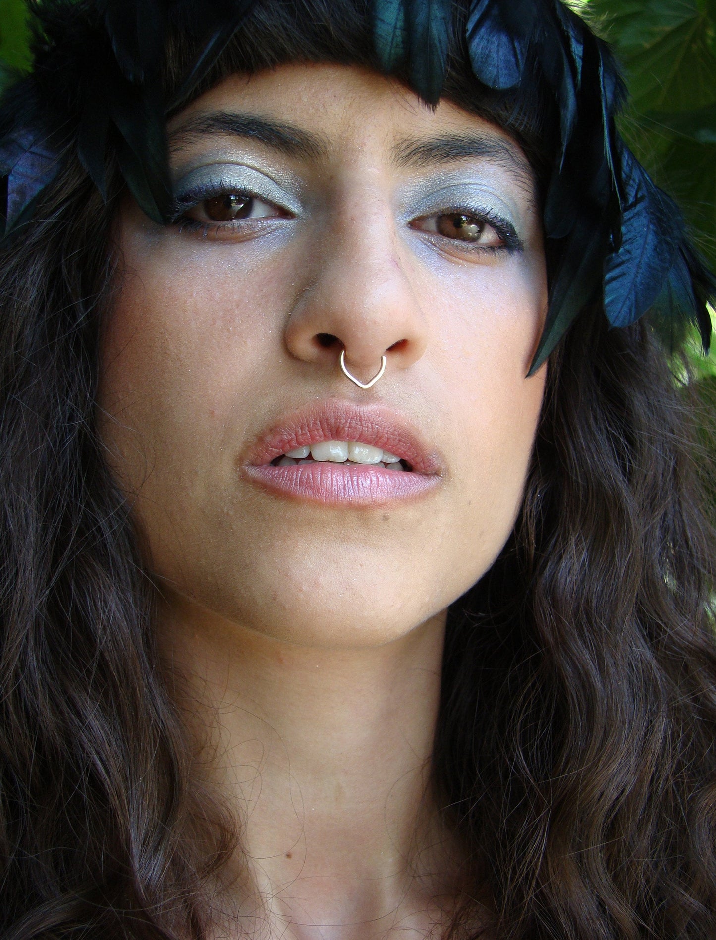 Teardrop gold piercing hoop