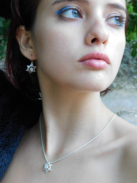 עגילי מונסטון כסף שלג