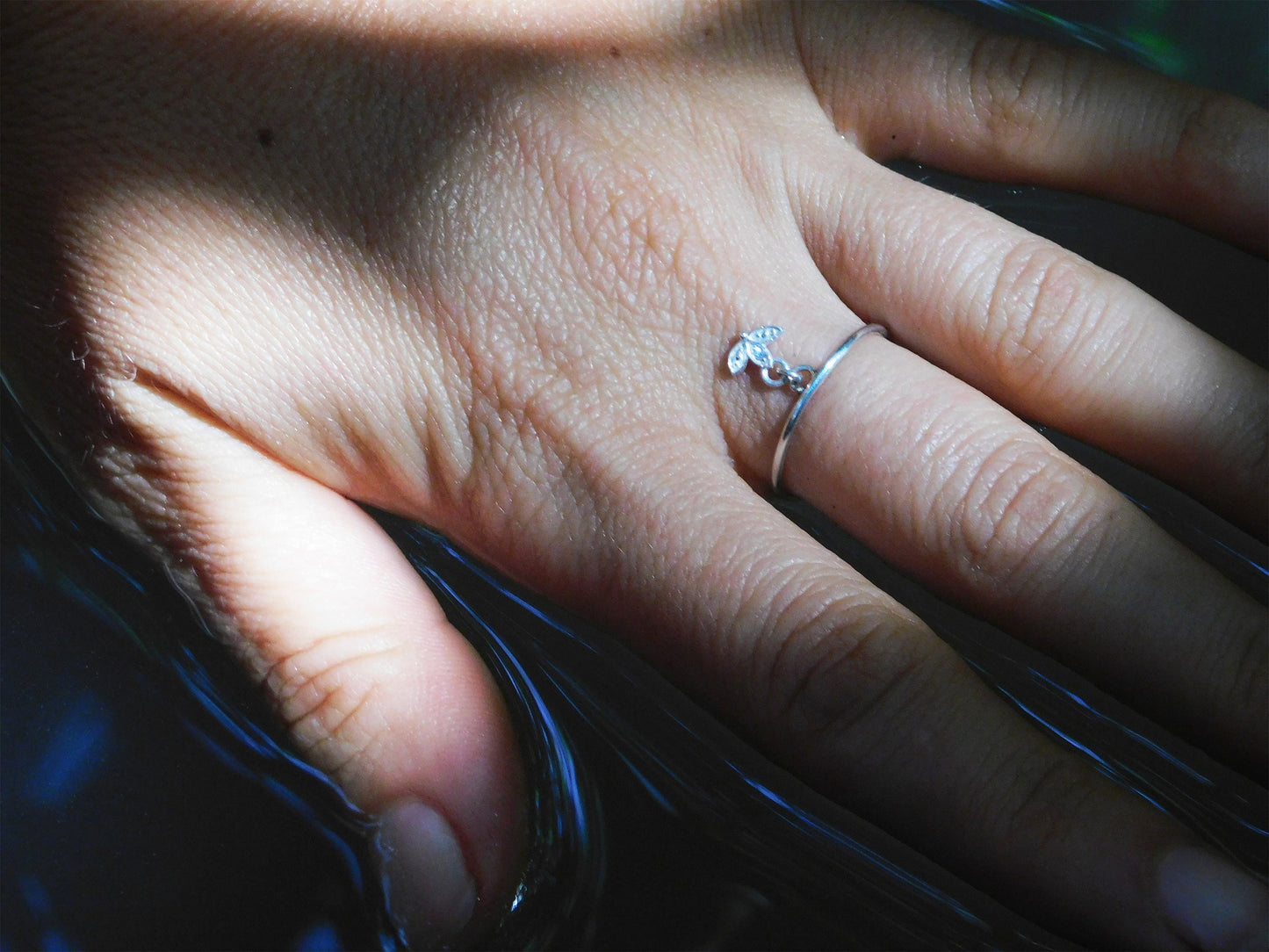boho dangle silver ring