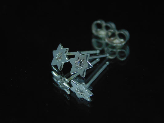 מגן דוד עגילי כסף ויהלומים