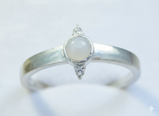 Dainty Breast Milk Rings in Silver and diamonds
