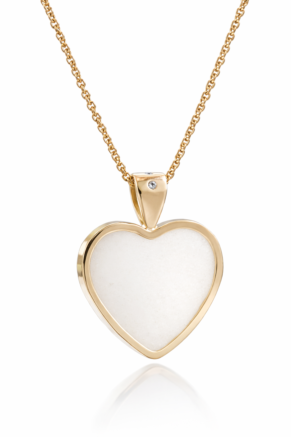 תליון לב מחלב אם משובץ זהב 14 קראט