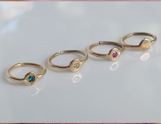 Gemstone gold nose ring