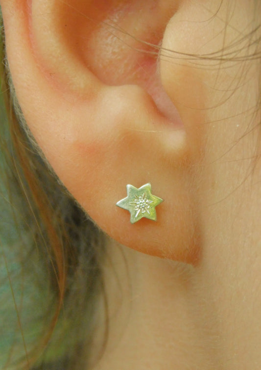 Star of David Silver and diamond earrings