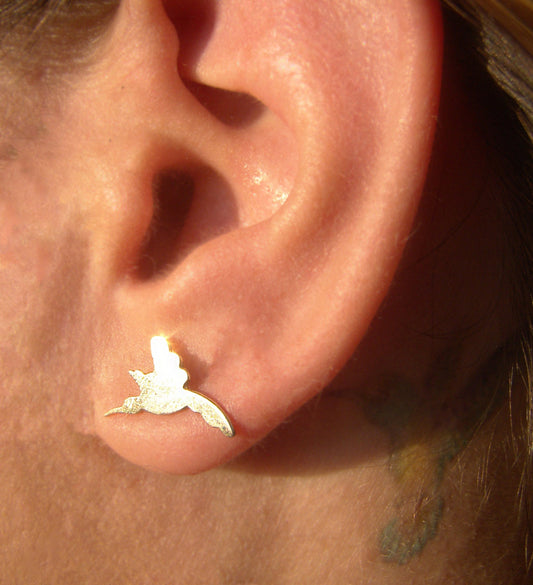 Gold Hummingbird stud earrings