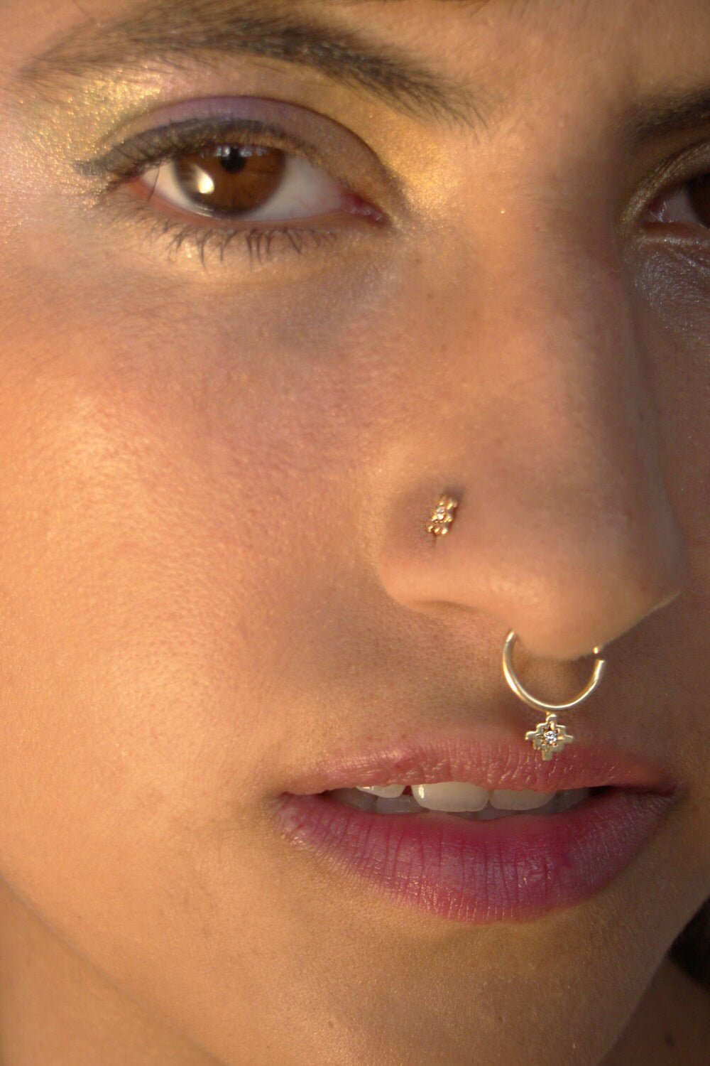 Gold and diamond Chakana Septum ring