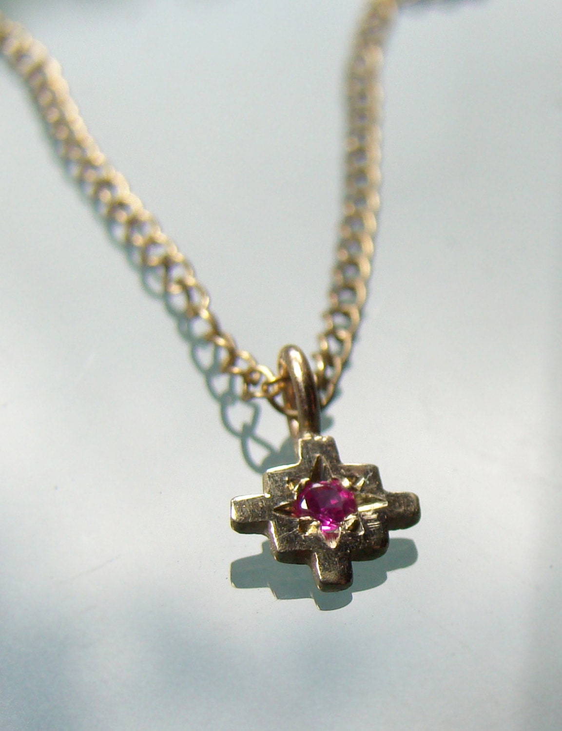 Emerald gold Chakana pendant