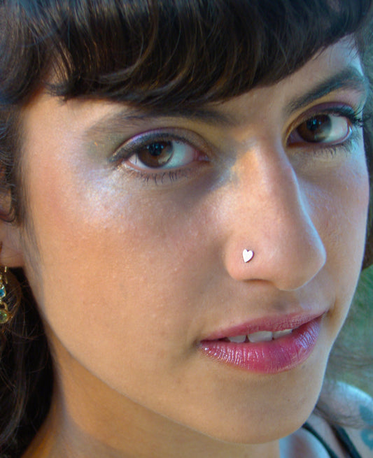 Silver Heart nose stud