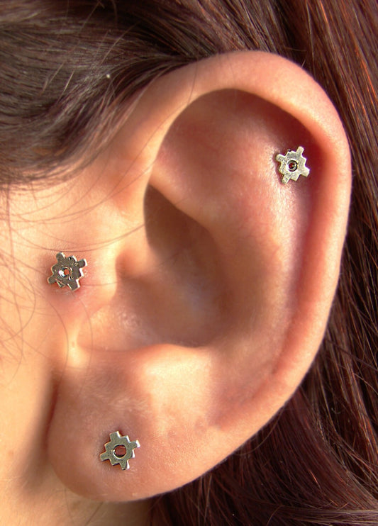 Chakana silver stud earring