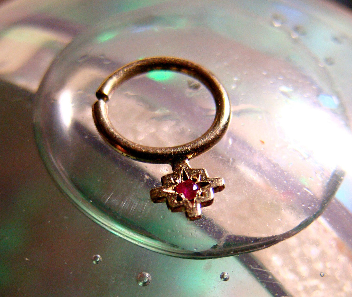 Gold and Ruby Chakana Septum ring