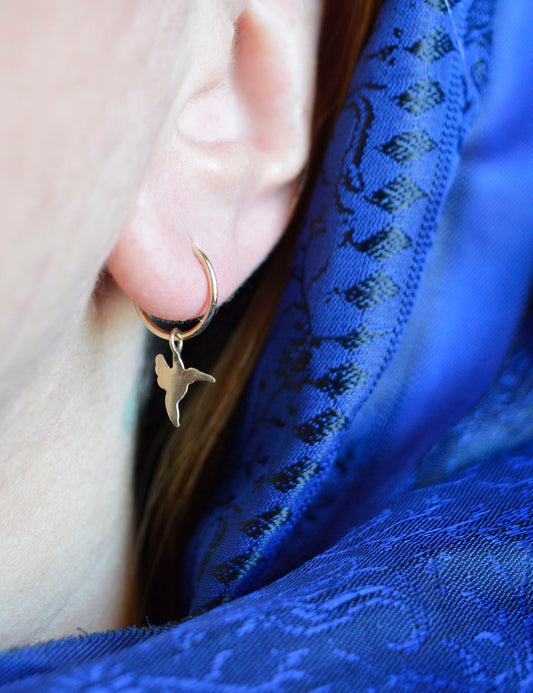 Dangle gold Hummingbird earrings