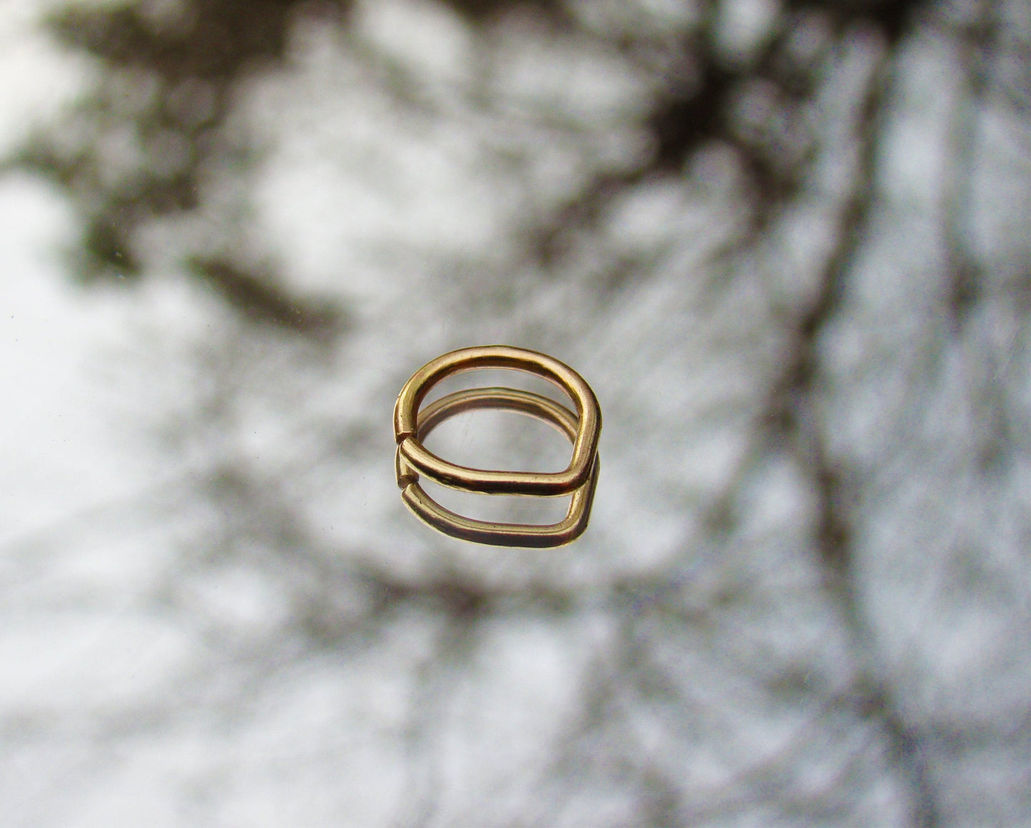 Teardrop gold piercing hoop