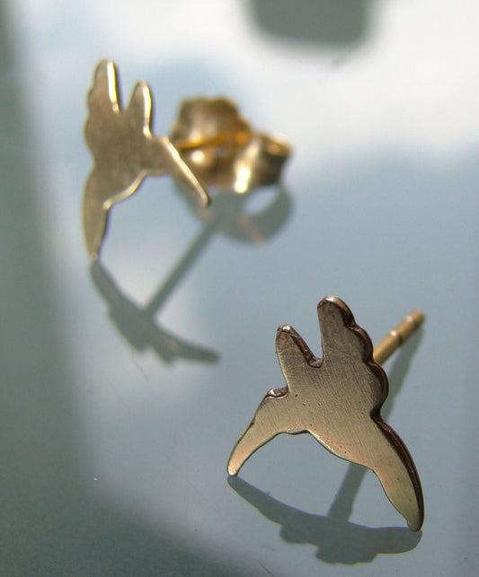 Gold Hummingbird  stud earrings