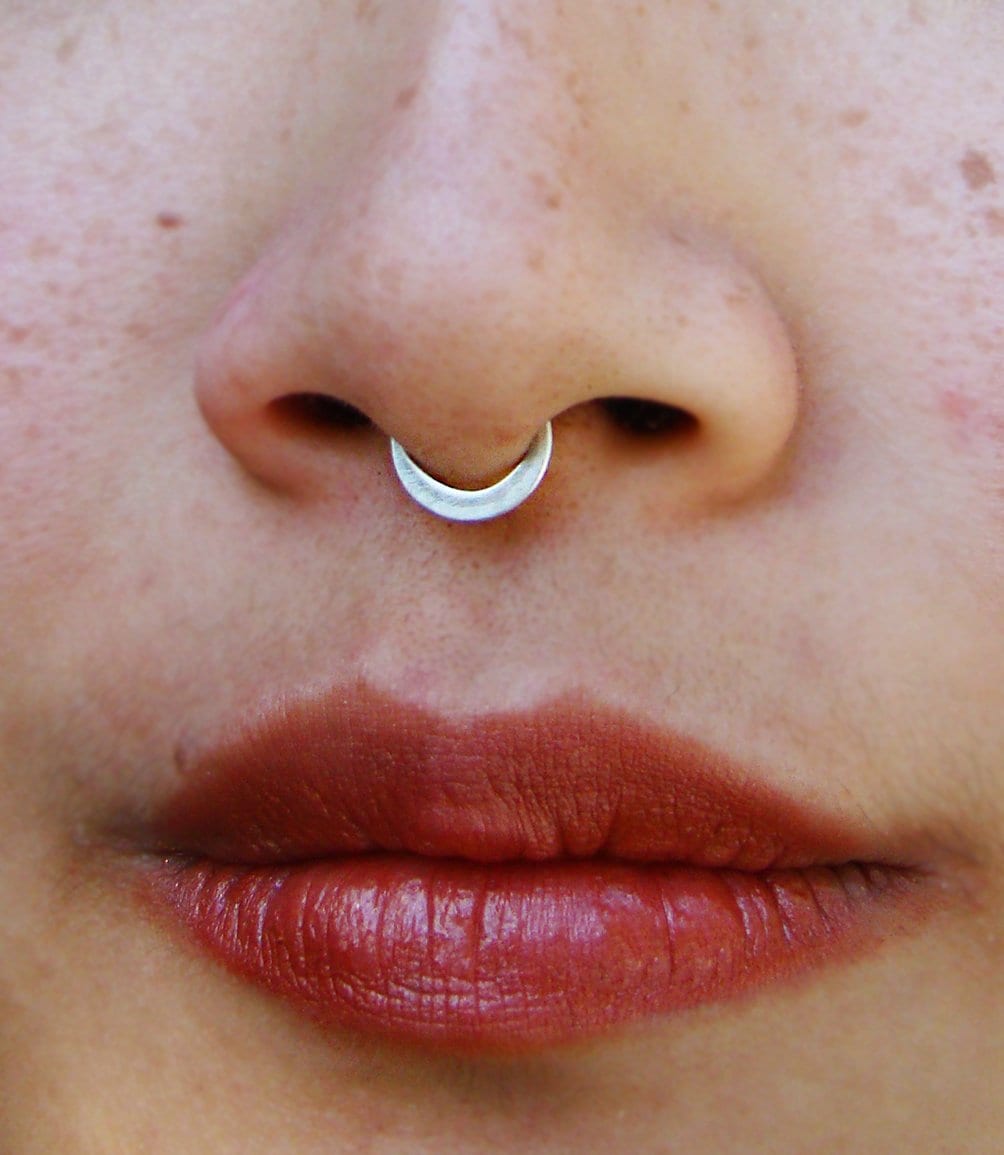 White gold moon septum piercing. 14 karat gold.  Free nickel alergy