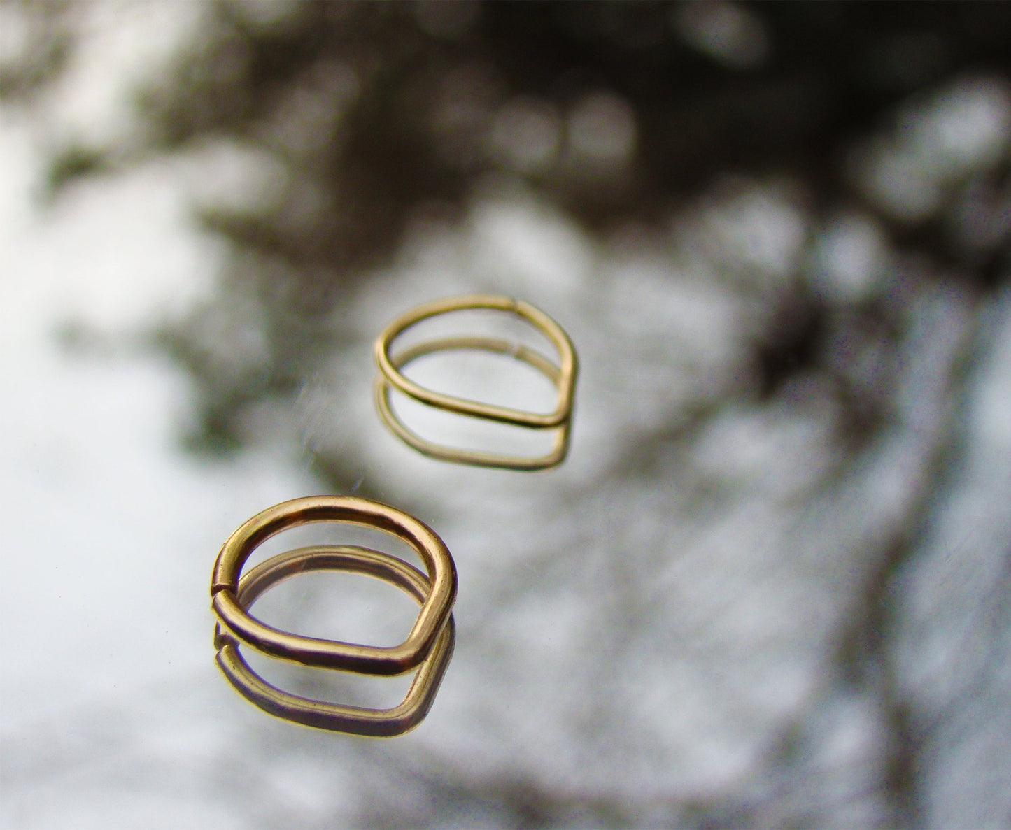 Teardrop gold piercing hoop