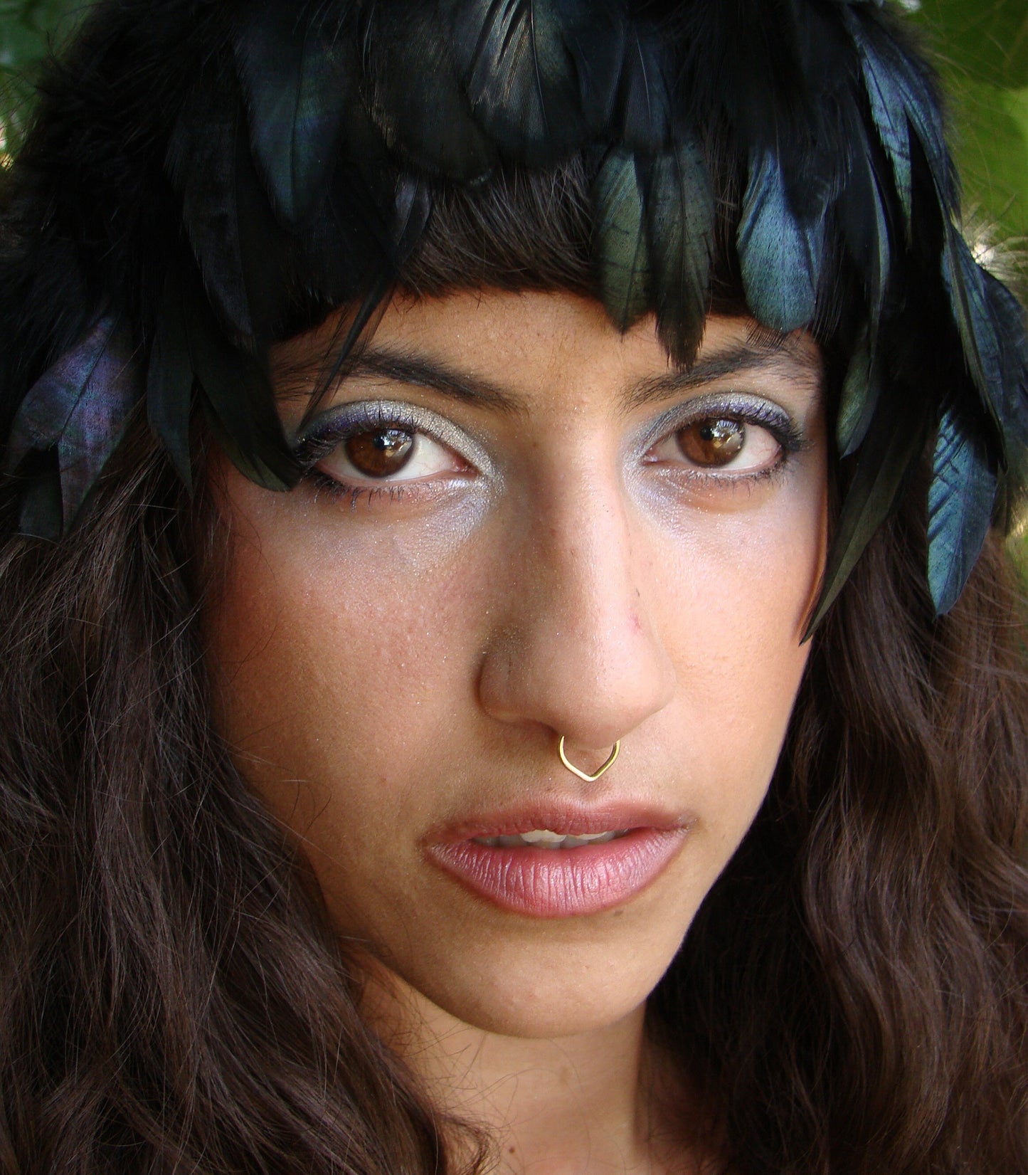 Teardrop gold piercing hoop