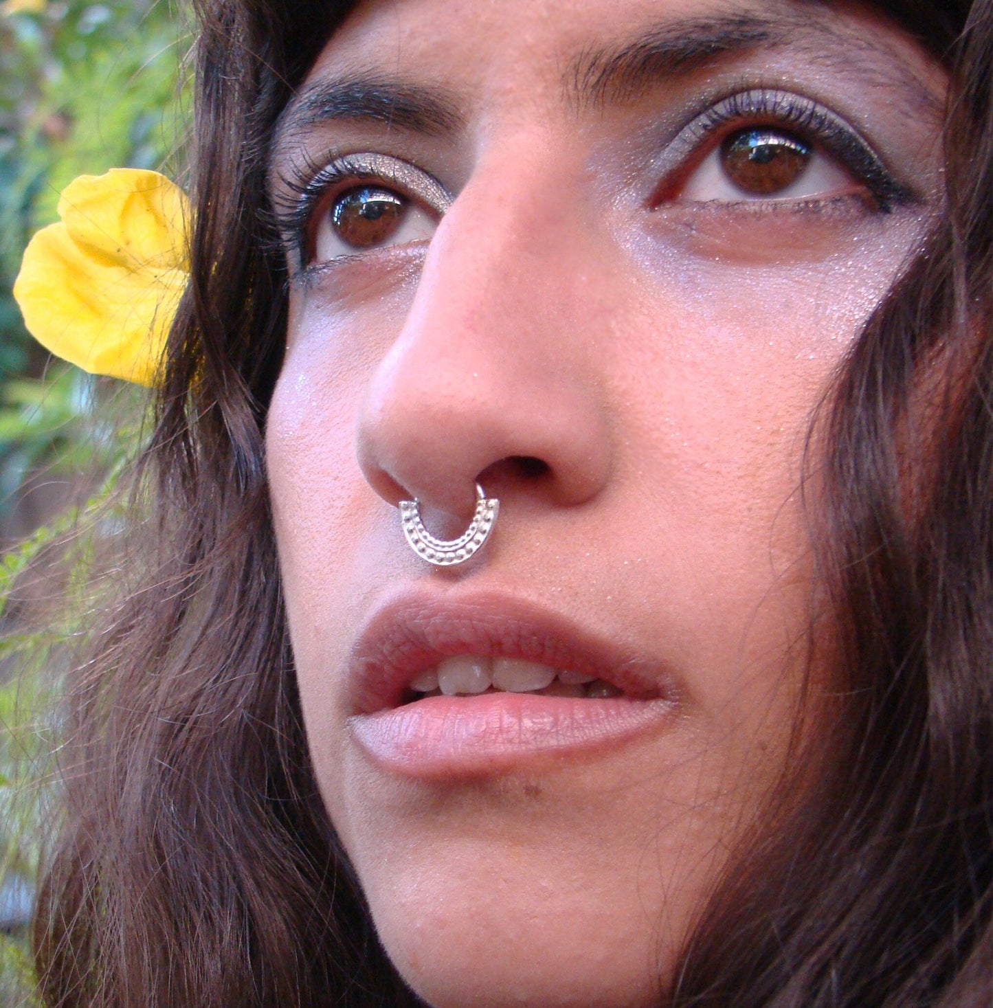 Boho silver nose piercing