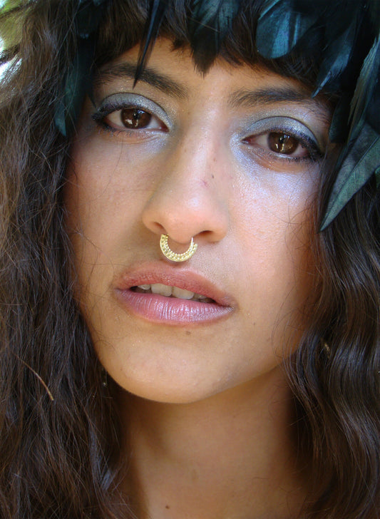 Tribal gold septum ring