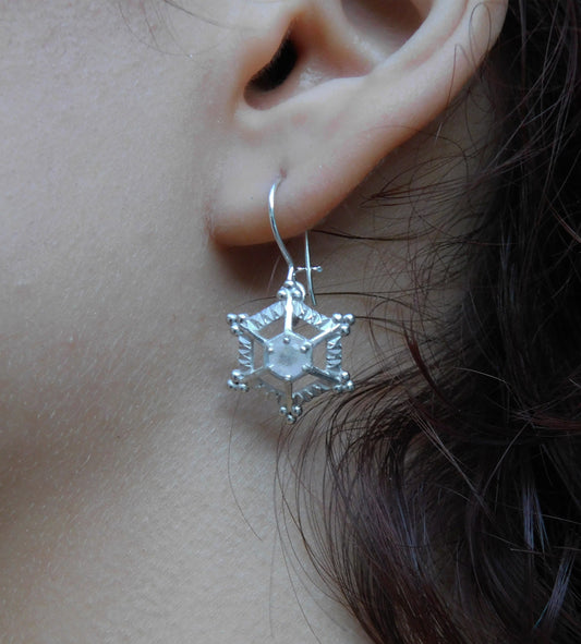 Moonstone Silver  Snowflake earrings