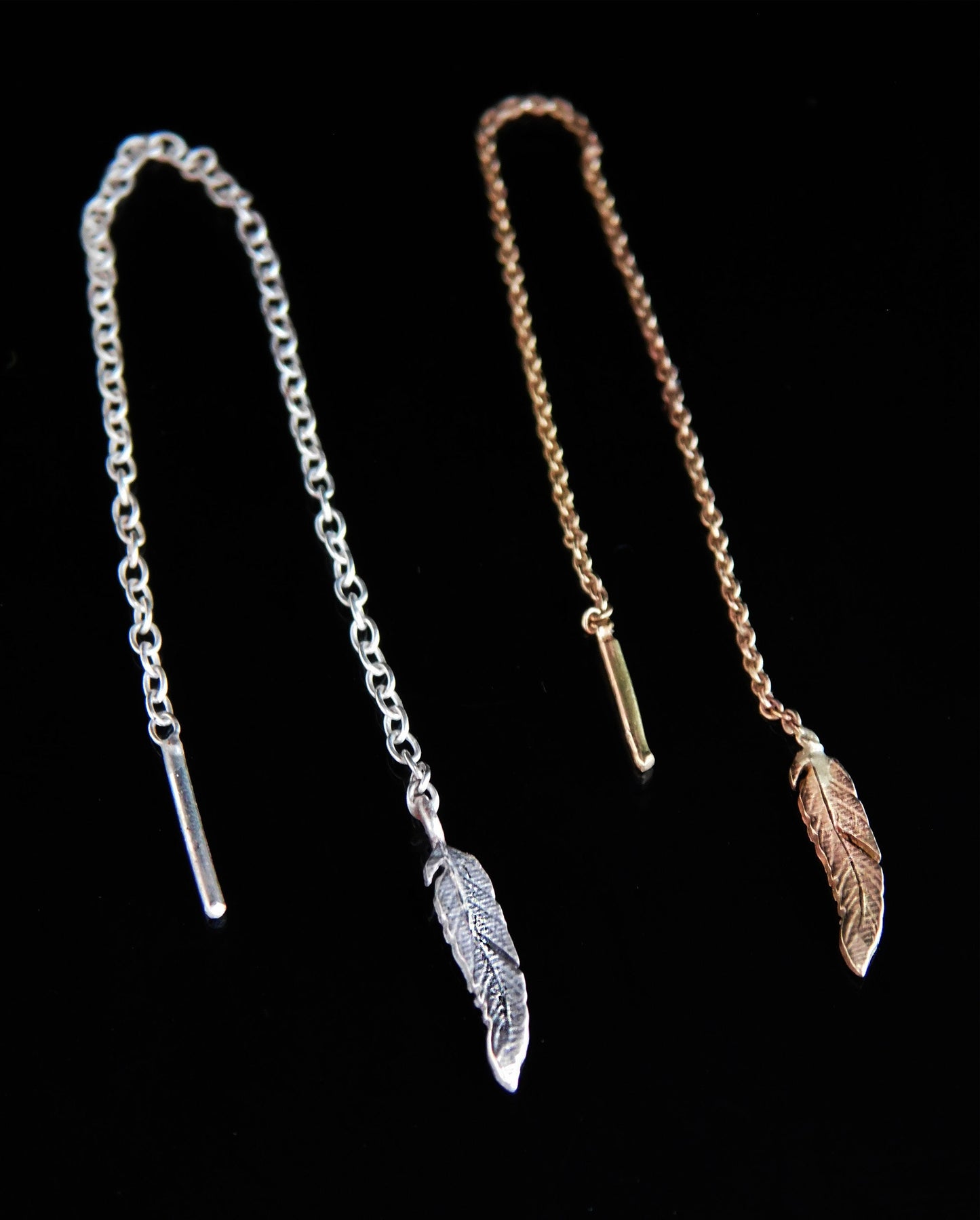 14 k Gold feather necklace