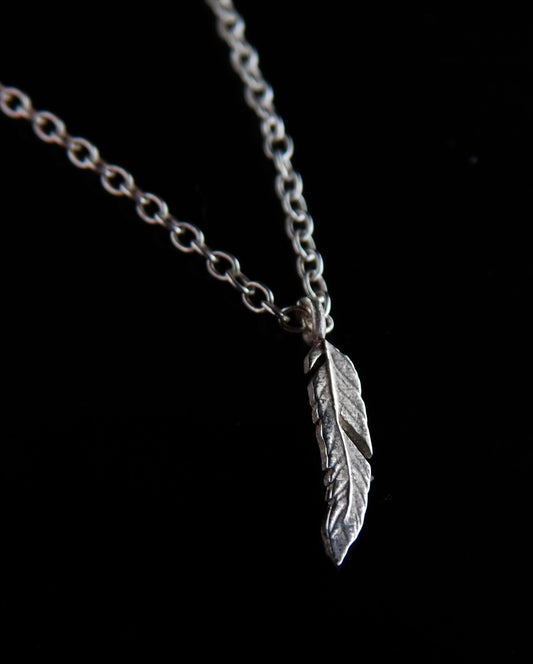 silver feather necklace