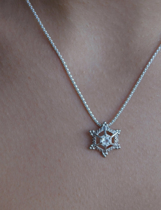 Moonstone Silver Snowflake necklace