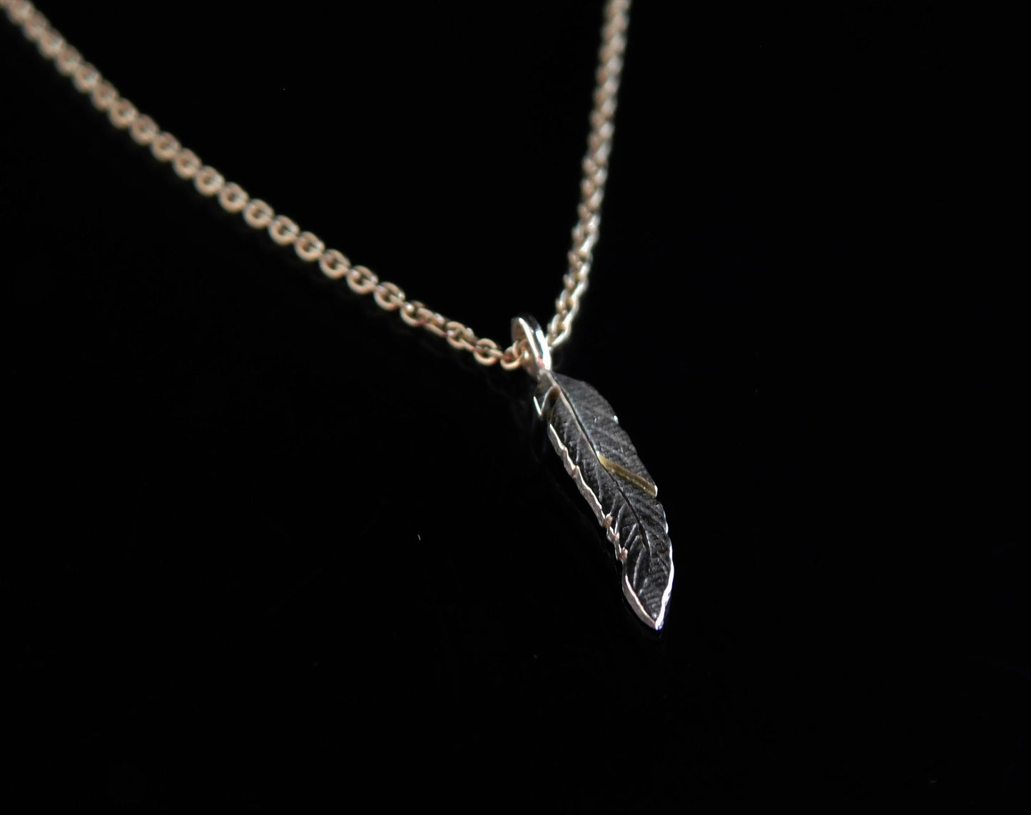 14 k Gold feather necklace