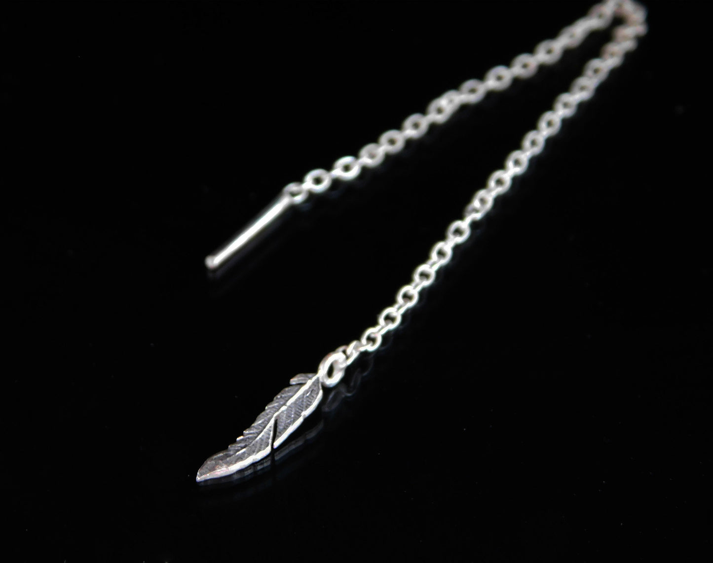 feather dangle silver ring