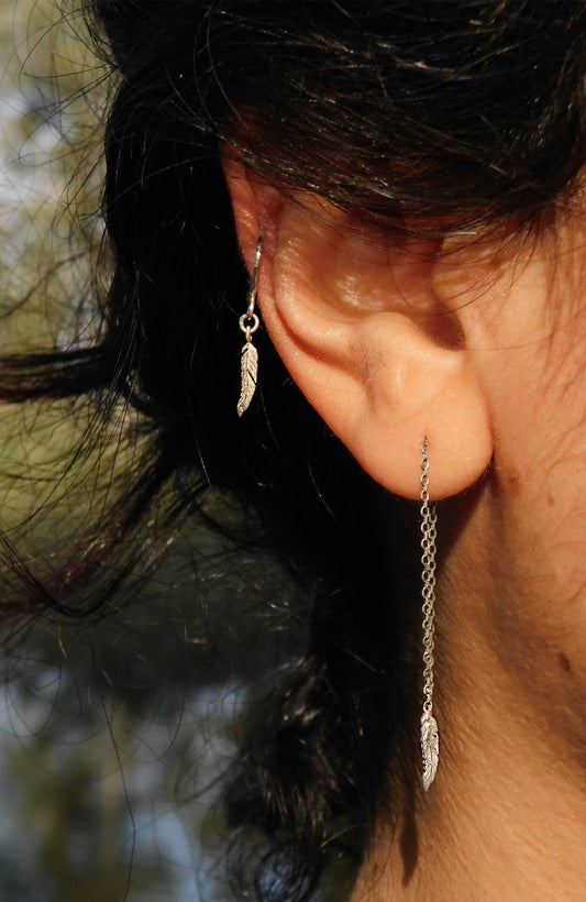 Feather hoop earring