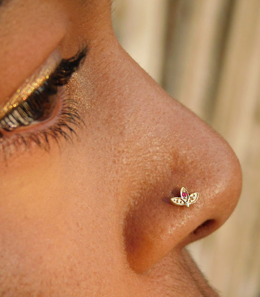 You are beautiful'- luxury ruby nose stud