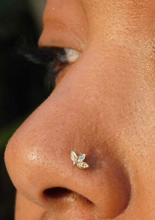 Blue topaz nose stud