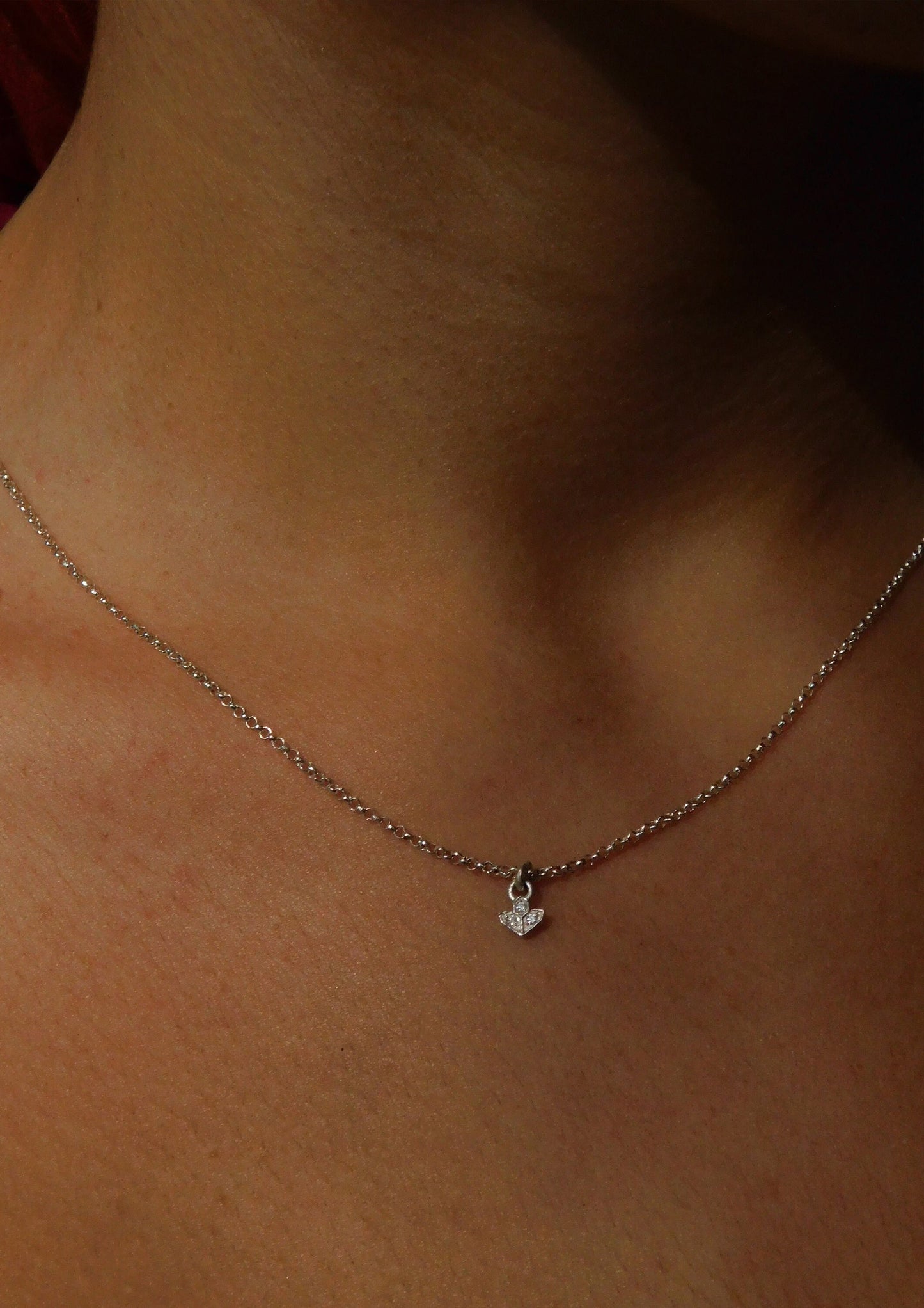 Dainty silver Water crystal necklace