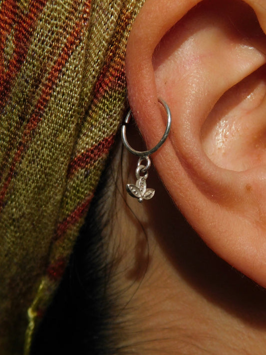 Lotus hoop silver cartilage earring