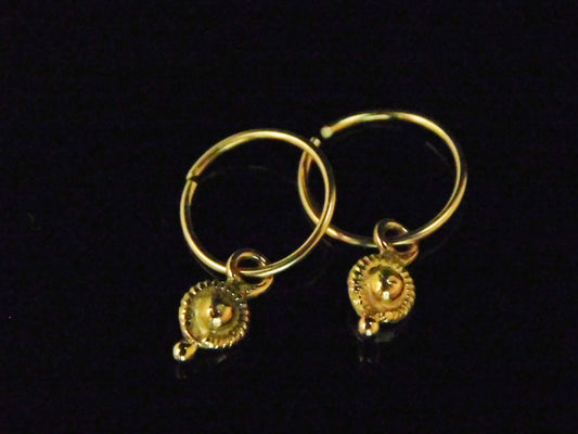 Gold Indian flower hoop earring