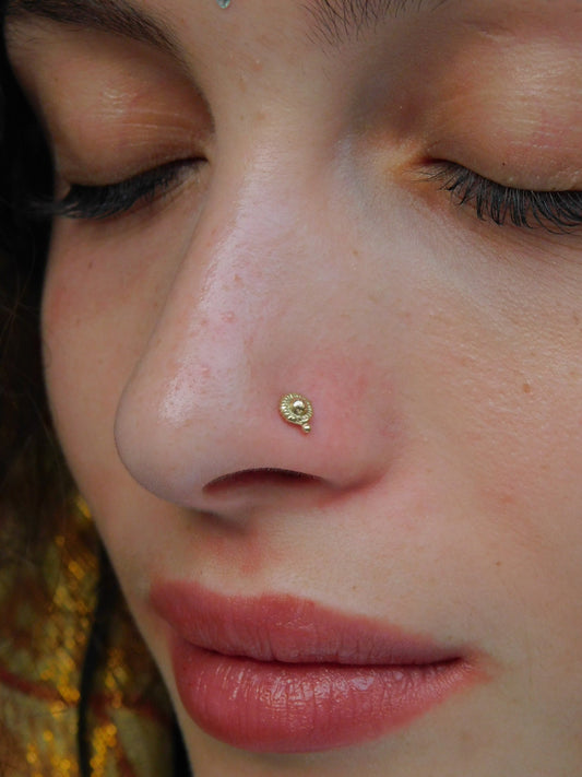 Gold floral Indian nose stud