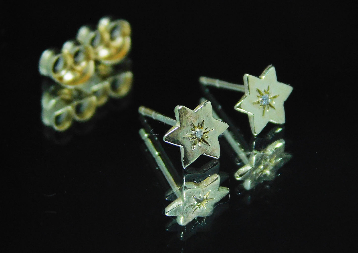 Star of David gold and diamond earrings