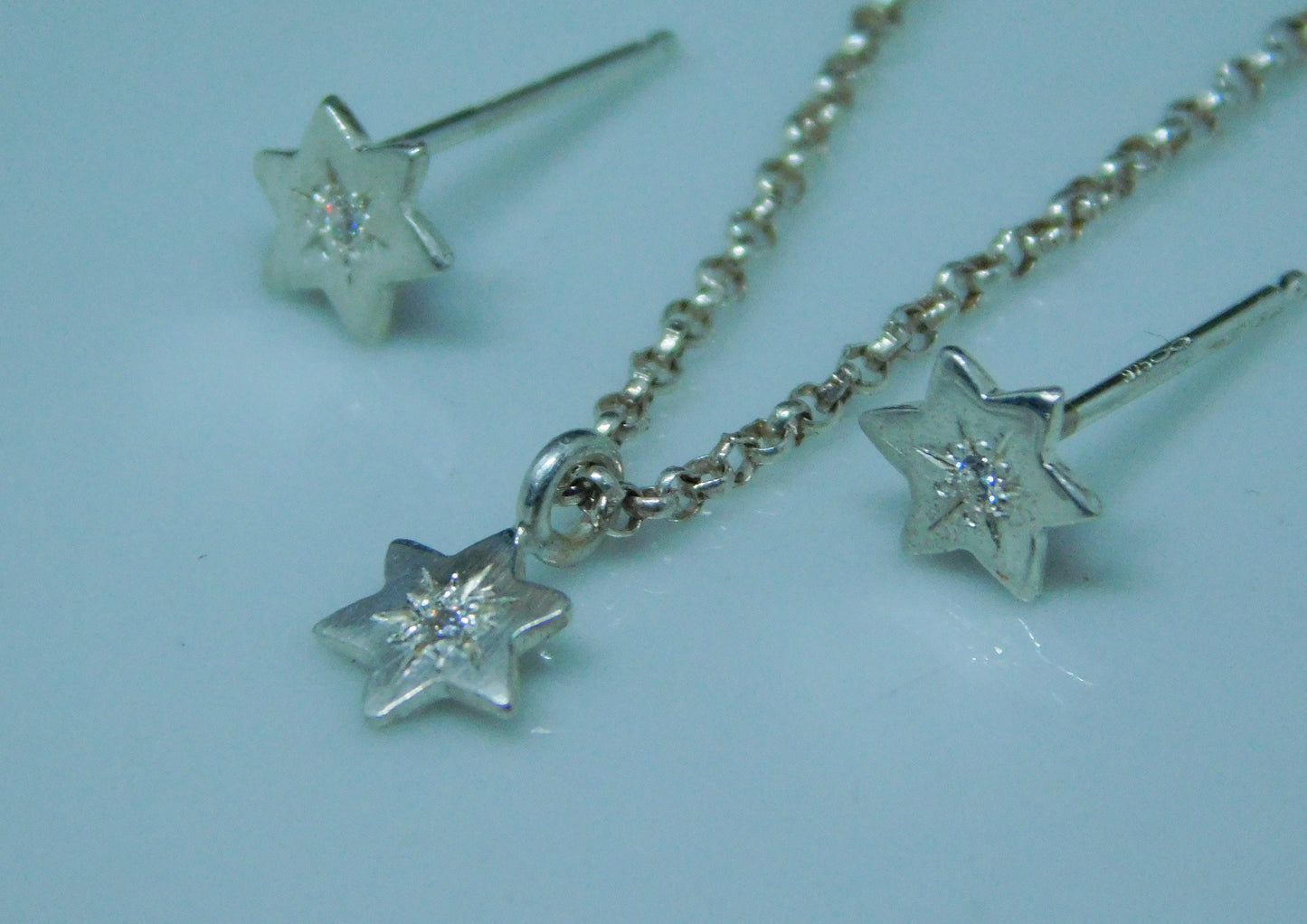 Star of David silver and diamond necklace