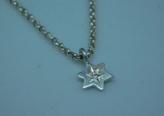 Star of David silver and diamond necklace