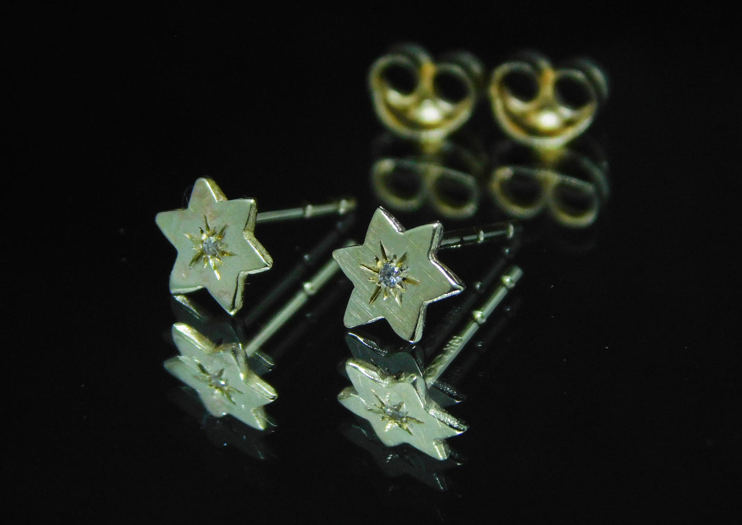 Star of David gold and diamond earrings